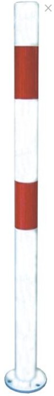 Paal wit/rood Ø 60 mm met voetplaat L 1000 mm - 2 kettingogen