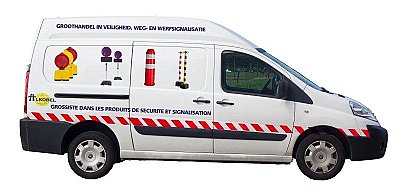 Reflecterende zelfklevende markeringsfolie rood/wit 2x 50mm x 25 m - links+rechts