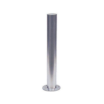 Inox (RVS) paal met voetplaat in verschillende diameters en hoogtes (exclusief bevestigingen)