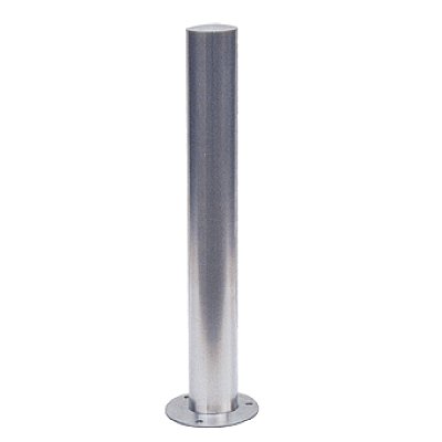 Inox (RVS) paal met voetplaat in verschillende diameters en hoogtes (exclusief bevestigingen)