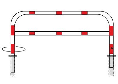 Wegversperring draaibaar en uitneembaar wit/rood om in te betonneren met driekantslot - Ø60 mm - H 1400 mm (1000 mm bovengronds) - Dwarsbalk 60 x 40 mm