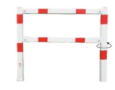 Wegversperring draaibaar en uitneembaar wit/rood om in te betonneren met driekantslot - 70 x 70 mm - H 1400 mm (1000 mm bovengronds) - Dwarsbalk 60 x 40 mm