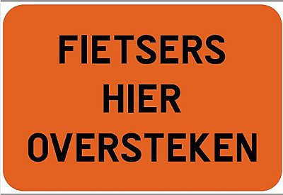 Bord T2000 FIETSERS HIER OVERST 600 x 400 mm