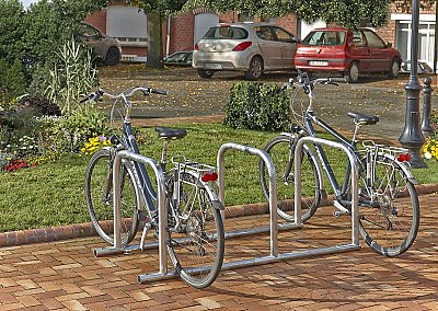 Vrijstaande fietsbeugel 3 bogen - Hoogte bogen: 730 mm - Lengte: 1770 mm