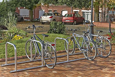 Vrijstaande fietsbeugel 5 bogen - Hoogte bogen: 730 mm - Lengte: 3470 mm