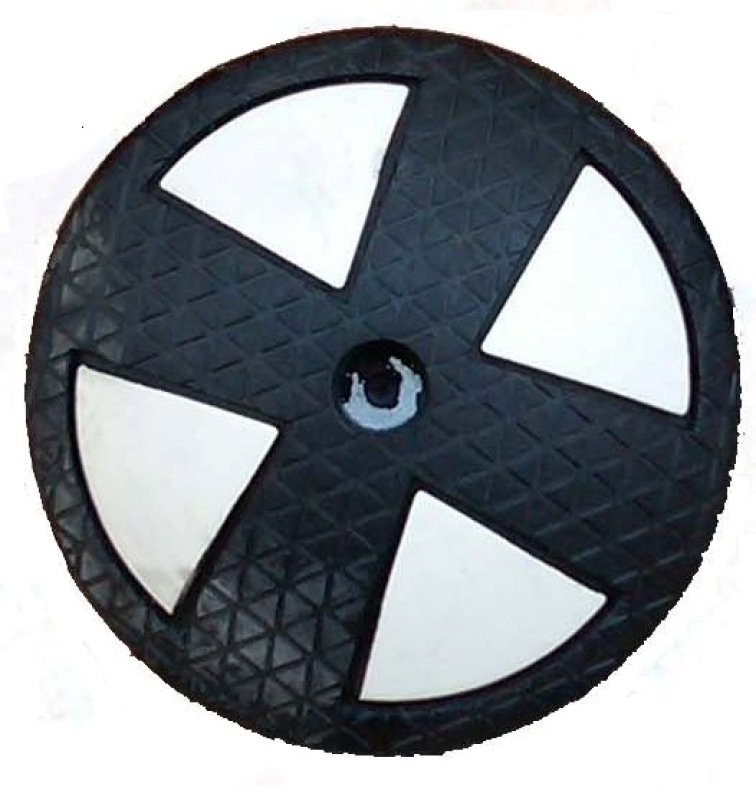 Speed disc Ø 22 cm H 4 cm zwart/wit - incl. bout & plug 140 x 10mm - MOQ 100