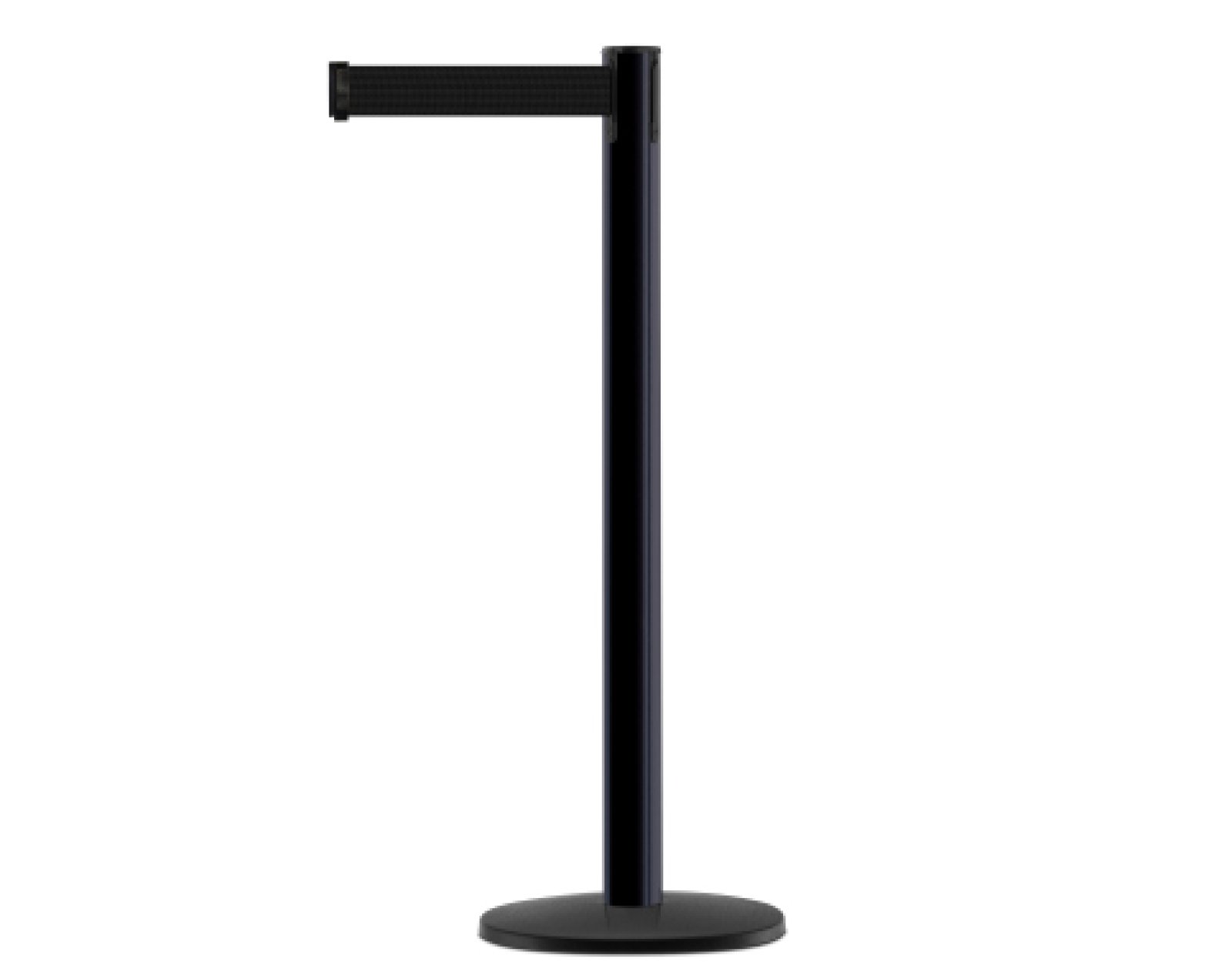Paal in zwart satijn finish met uittrekbaar lint (3.60 m)  H: 970 mm