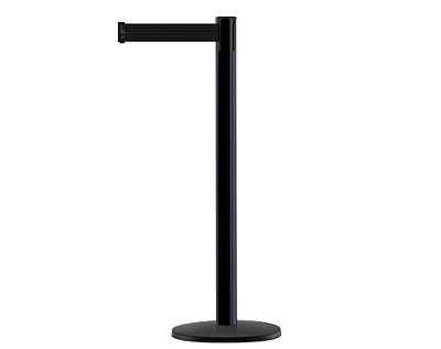 Paal in zwart satijn finish met uittrekbaar lint (3.60 m)  H: 970 mm