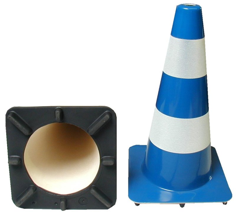 Kegel 50cm soepele pvc blauw 2 reflecterende banden