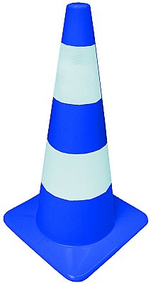Kegel 75cm soepele pvc blauw 2 reflecterende banden