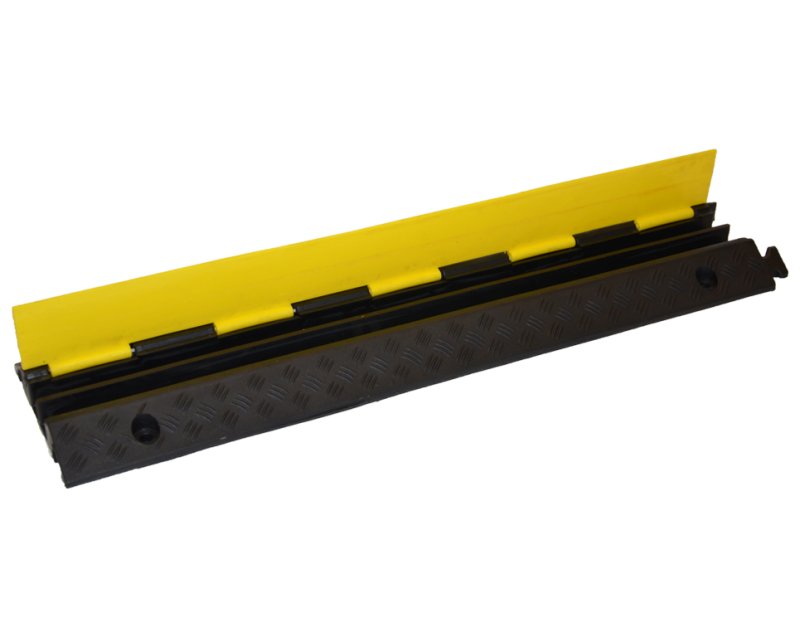 Kabeldrempel uit rubber met plastic klep zwart/geel 980 x 240 x 46 mm