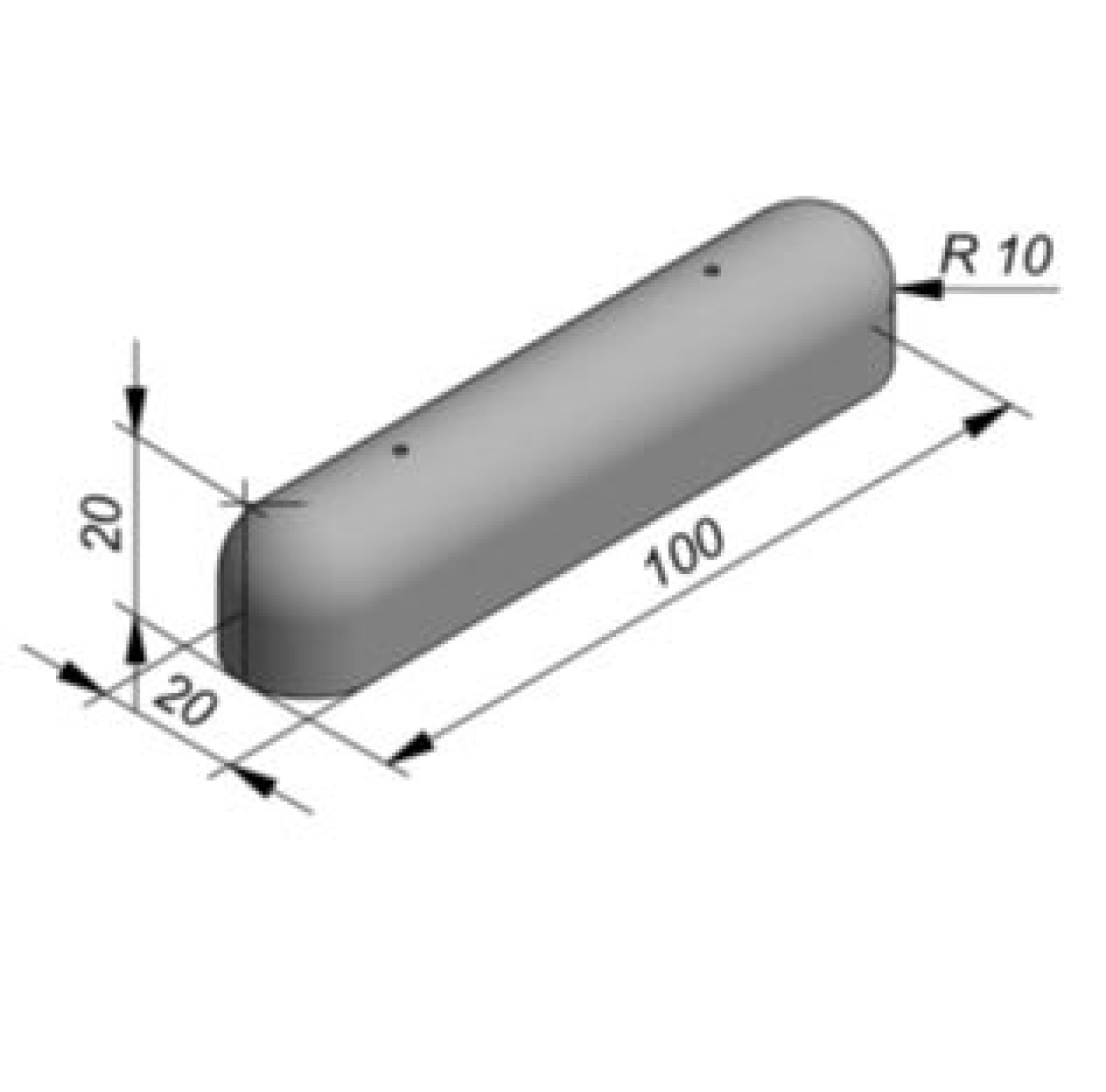 Parkeergeleider beton 1000 x 200 x 200 mm met 2 verankeringsgaten 15 mm