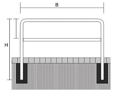 Beschermingsbeugel B 1000 x H 1400mm - Ø60mm - met dwarsprofiel