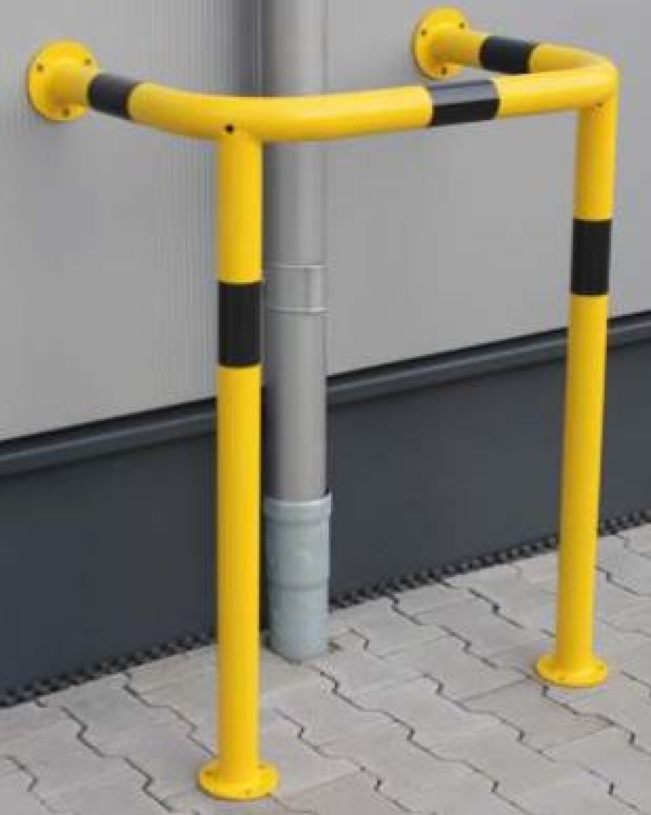 Kolombeschermer geel/zwart ø60 mm L 1000 mm, Breedte 800 mm - Wandafstand 500 mm