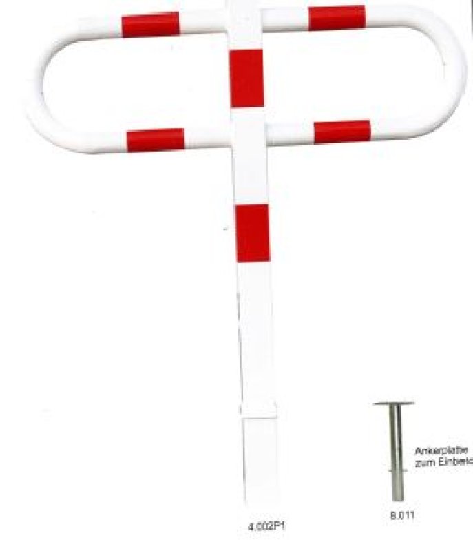 Parkeerbeugel met driekantslot - L 1400 mm (400 ondergronds) - wit/rood