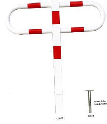 Parkeerbeugel met driekantslot - L 1400 mm (400 ondergronds) - wit/rood