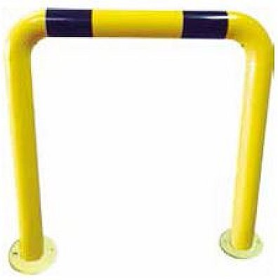 Stoot/rambeugel Ø60 mm geel/zwart - B 1200 x H 1200 mm - met voetplaat