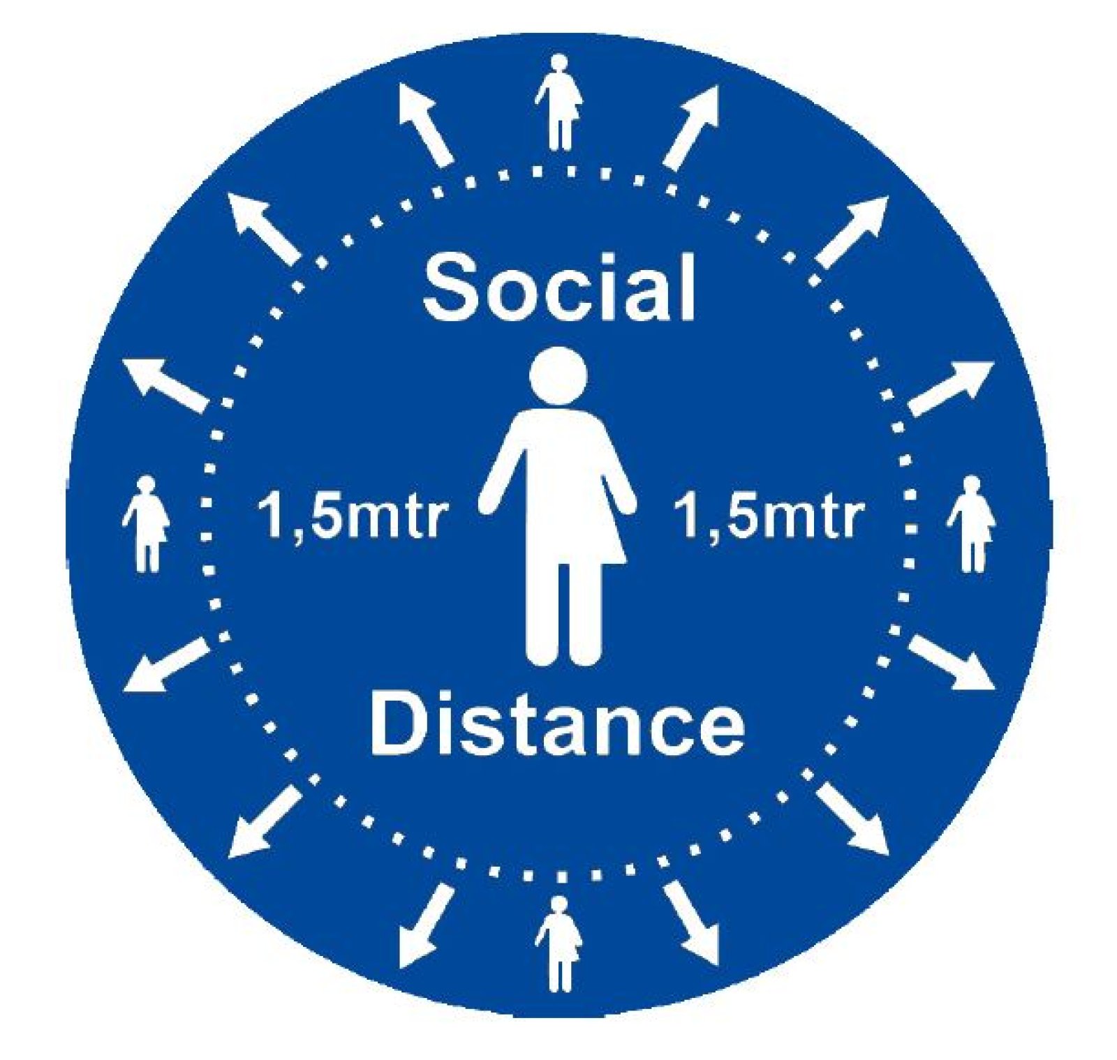 Social Distance vinyl sticker + laminaat - Ø 200mm