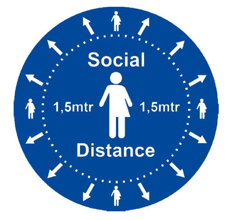 Social Distance vinyl sticker + laminaat - Ø 200mm