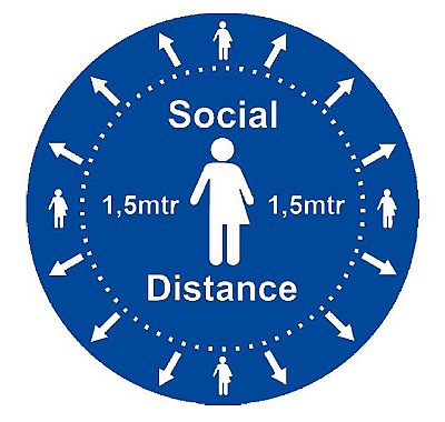 Social Distance vinyl sticker + laminaat - Ø 200mm