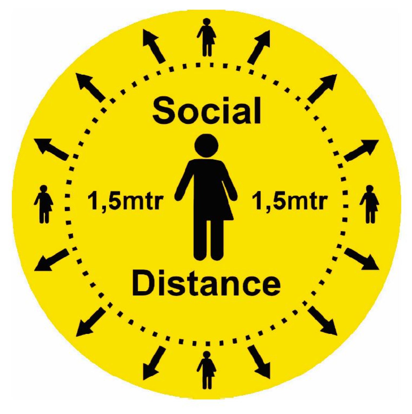 Social Distance vinyl sticker + laminaat - Ø 200mm