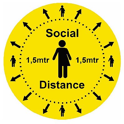 Social Distance vinyl sticker + laminaat - Ø 200mm