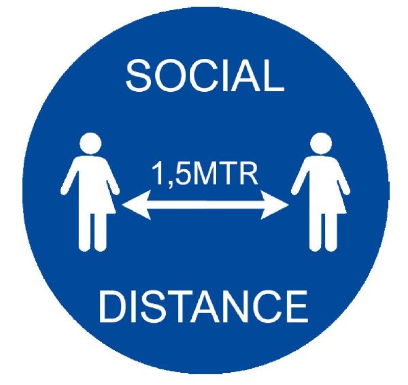 Social Distance vinyl sticker + laminaat - Ø 200mm