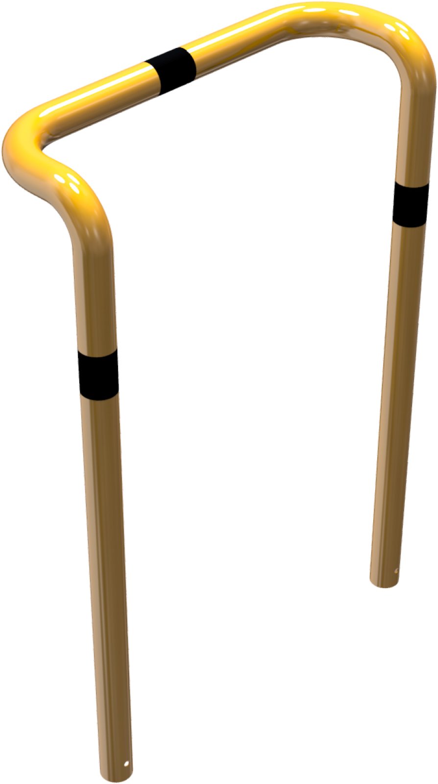 Stoot/rambeugel Ø76 mm geel/zwart - B 1000 x H 650 mm - Om in te betonneren