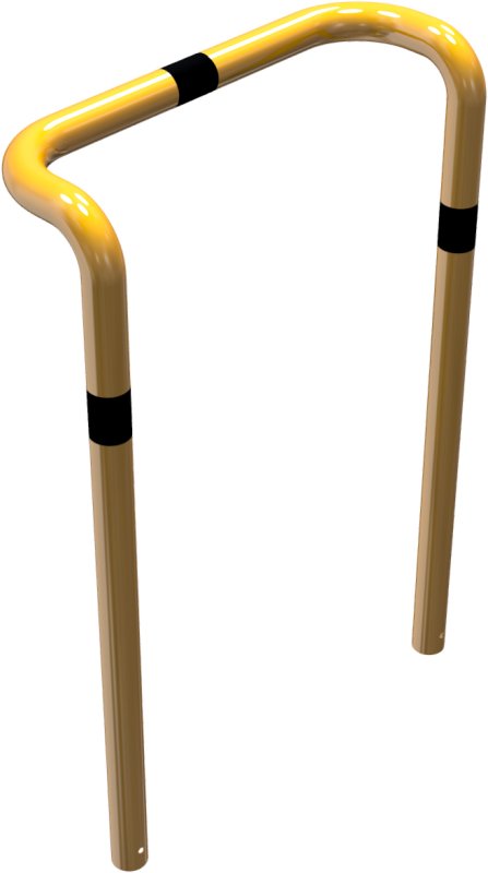 Stoot/rambeugel Ø76 mm geel/zwart - B 1000 x H 650 mm - Om in te betonneren