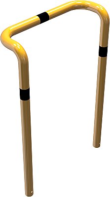 Stoot/rambeugel Ø76 mm geel/zwart - B 750 x H 1150 mm - om in te betonneren