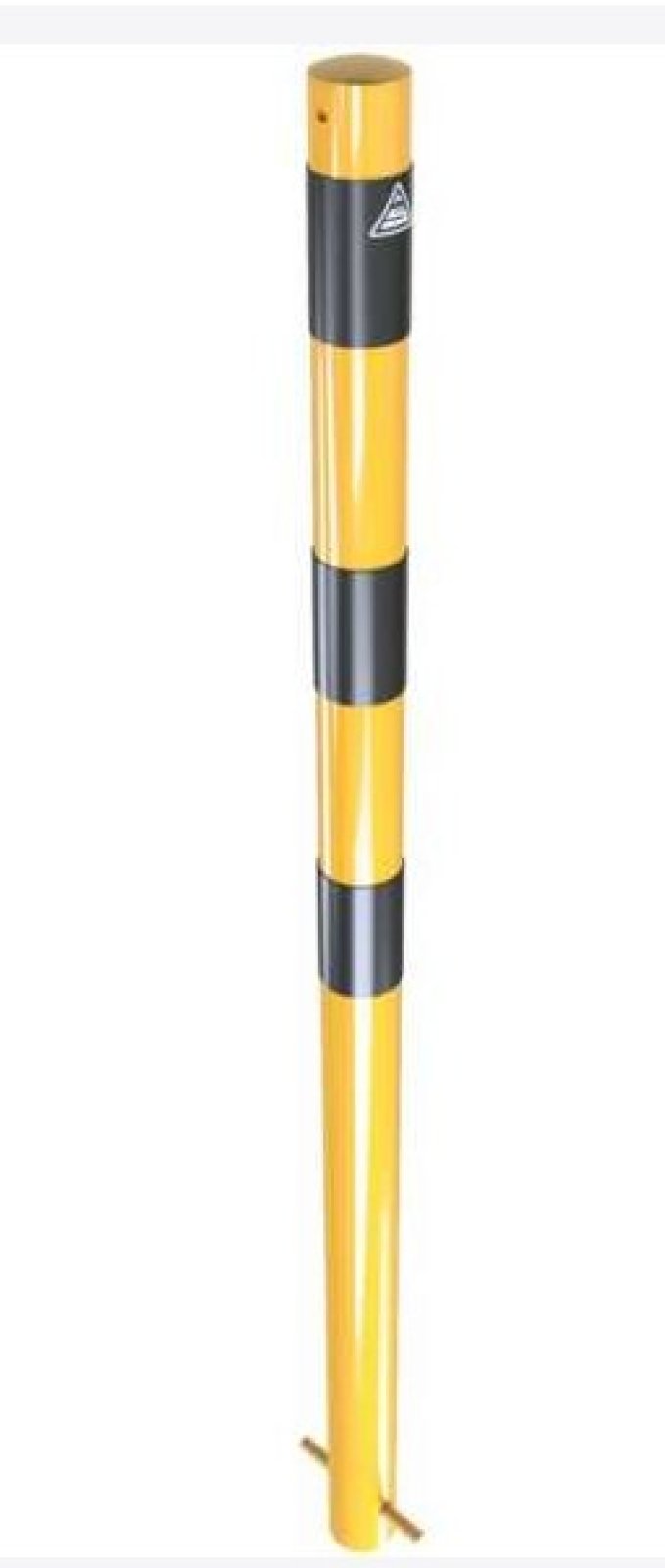 Paal geel/zwart Ø 60 mm om in te betonneren L 1.200 mm - 2 kettingogen