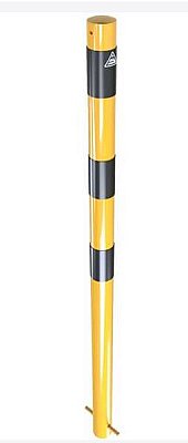 Paal geel/zwart Ø 60 mm om in te betonneren L 1.200 mm - 2 kettingogen
