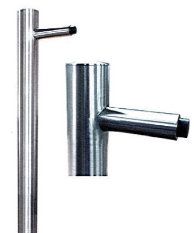 Inox paal Ø76mm H 900 mm voorzien van deurstop - met voetplaat