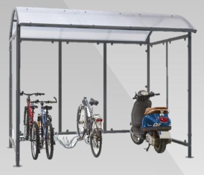 Overdekt fietsenhok voor 6 fietsen + 2 scooters - 3210 x 2210 x 2690 mm (fietsenrek excl)
