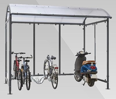 Overdekt fietsenhok voor 6 fietsen + 2 scooters - 3210 x 2210 x 2690 mm (fietsenrek excl)