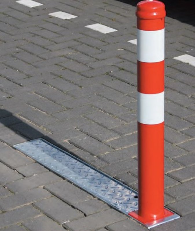 Paal rood/wit Ø 89 mm neerklapbaar (driekantslot) L 750 mm