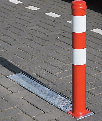 Paal rood/wit Ø 89 mm neerklapbaar (driekantslot) L 750 mm