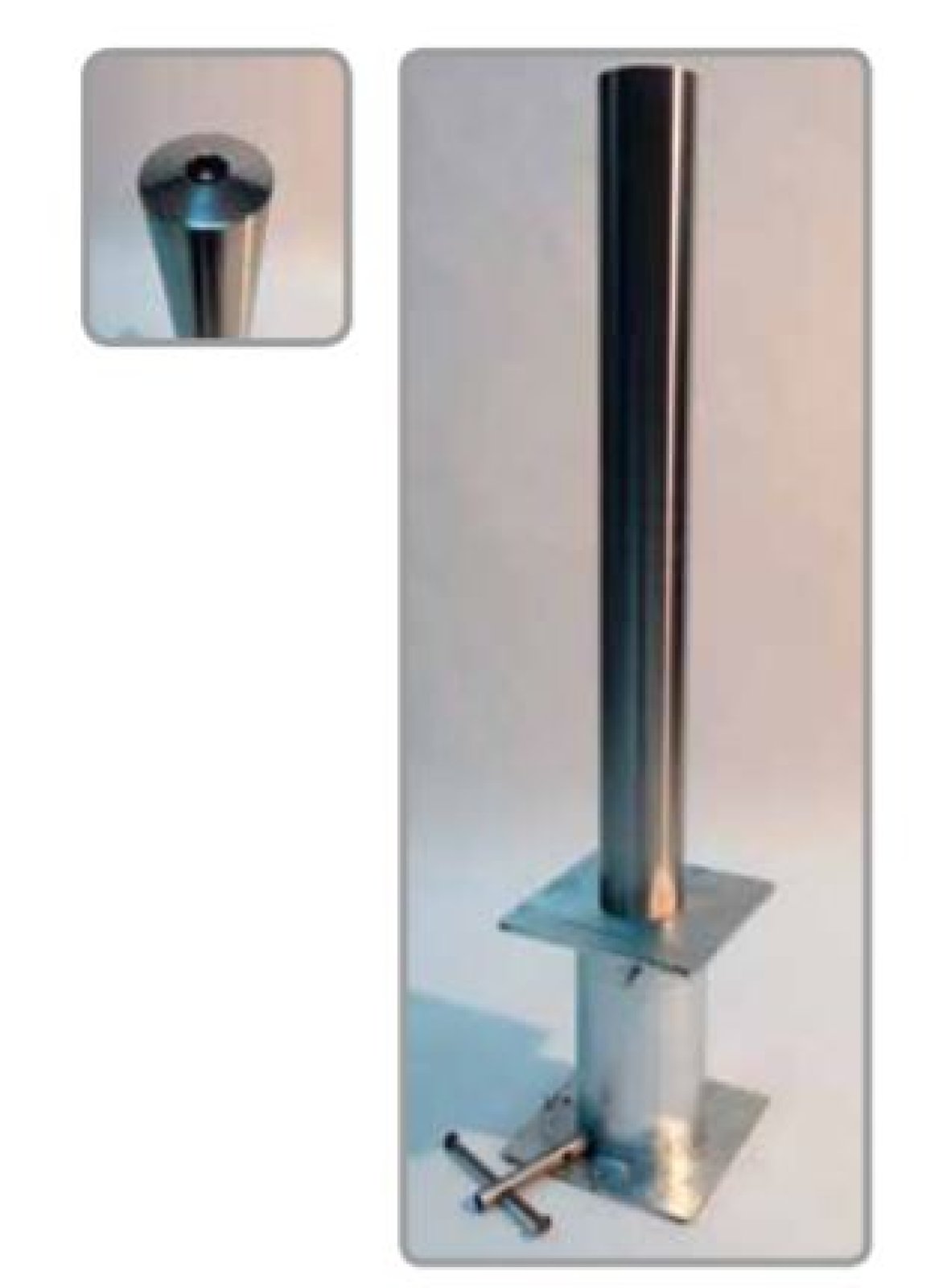 Inox paal Ø102mm H 900 mm (400 mm ondergronds) uitneembaar met cilinderslot