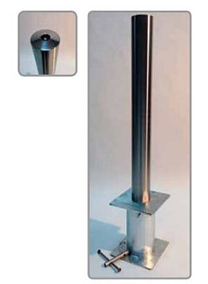 Inox paal Ø102mm H 900 mm (400 mm ondergronds) uitneembaar met cilinderslot