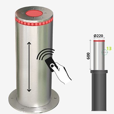 Set van 2 automatische bollards Ø220 x 600 x 13mm