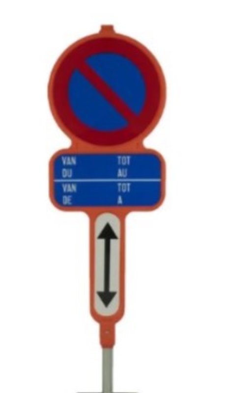 Parkeerverbod in PEHD E1 + datum blauw + Xd (exclusief sokkel) (2-talig NL/FR)