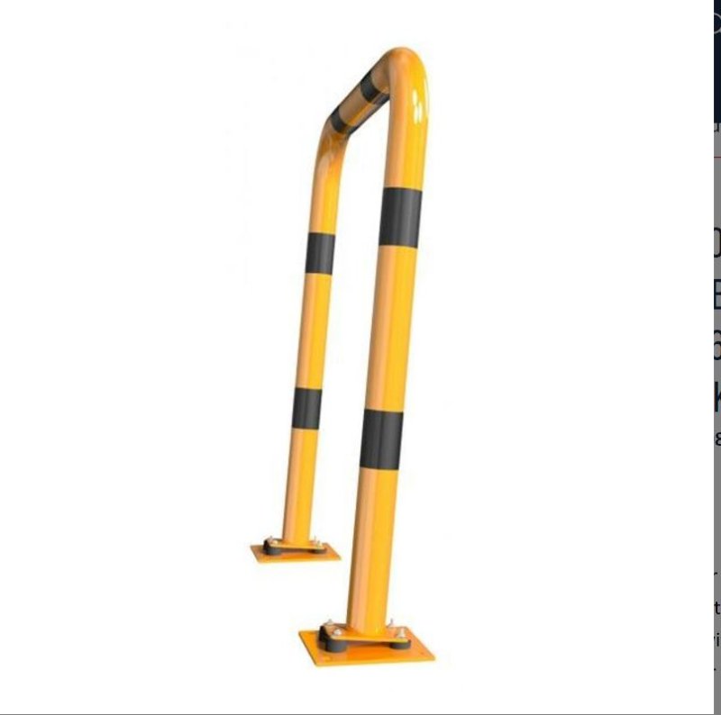 Stoot/rambeugel Ø76 mm geel/zwart - B 750 x H 1150 mm - met voetplaat