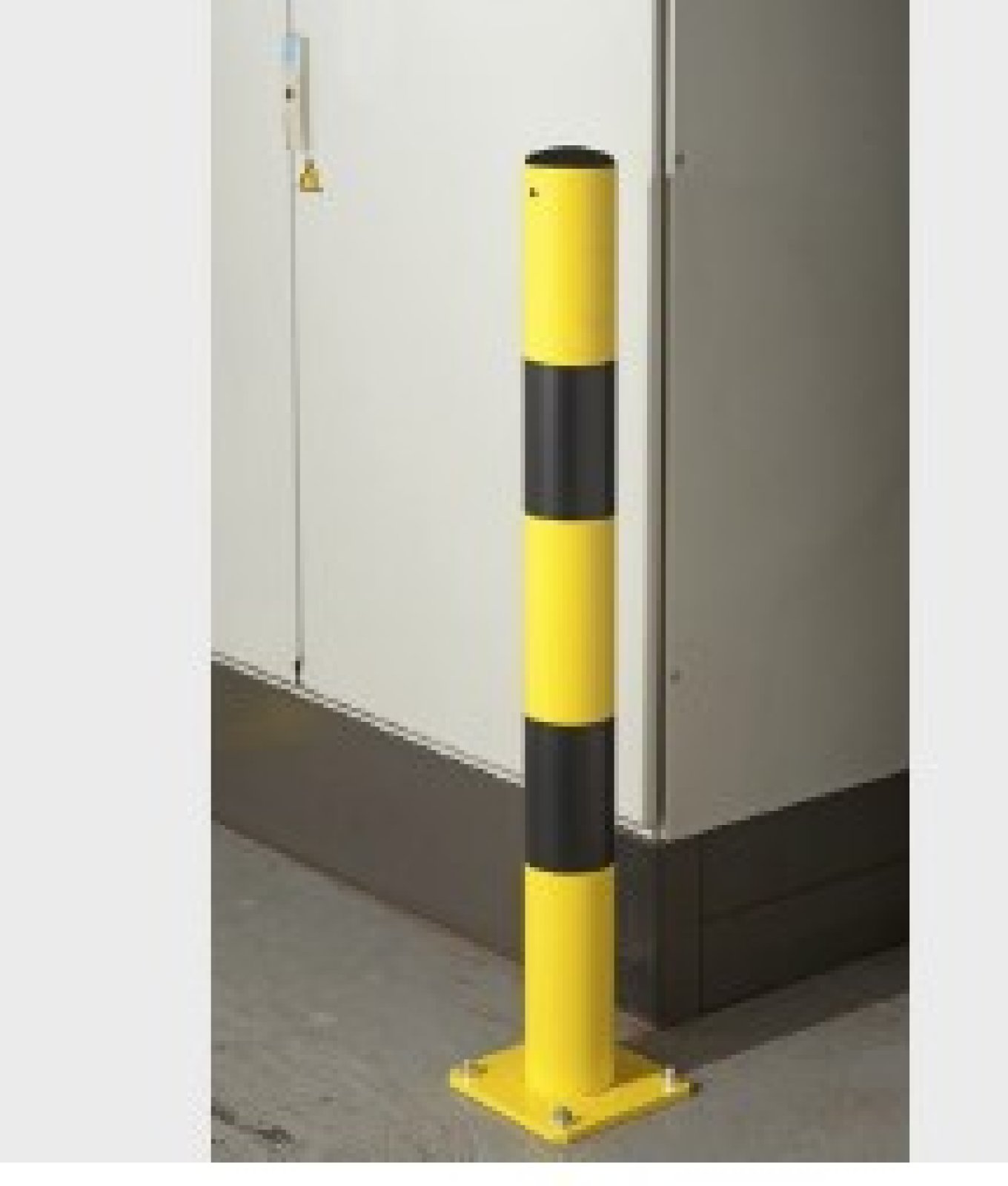 Stootpaal met voetplaat - geel/zwart - Ø89 x H 900 mm