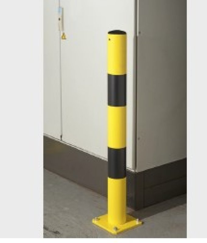 Stootpaal met voetplaat - geel/zwart - Ø89 x H 900 mm