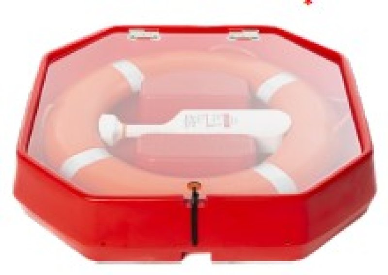 Kast voor reddingsboei met transparant deksel incl. boei 750 mm en werplijn 30 meter 6mm