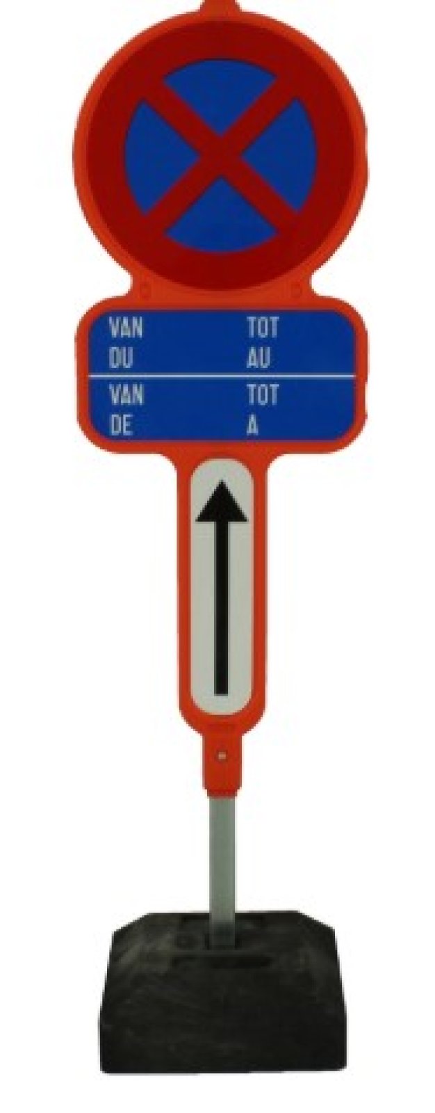 Parkeerverbod in PEHD E3 + datum blauw + Xa(exclusief sokkel) (2-talig NL/FR)