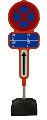 Parkeerverbod in PEHD E3 + datum blauw + Xa(exclusief sokkel) (2-talig NL/FR)