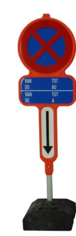Parkeerverbod in PEHD E3 + datum blauw + Xb(exclusief sokkel) (2-talig NL/FR)