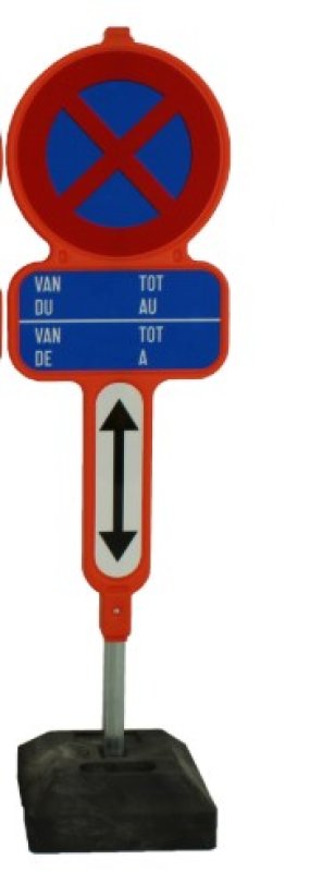 Parkeerverbod in PEHD E3 + datum blauw + Xd (exclusief sokkel) (2-talig NL/FR)