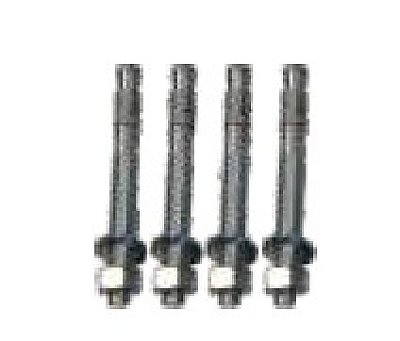 Bevestigingsschroevenset 4 x ankerbouten M10 x 85 mm, gegalvaniseerdvoor stootpalen met voetplaat 150 x 100 mm - stootpalen 70x70/Ø76/Ø89mm
